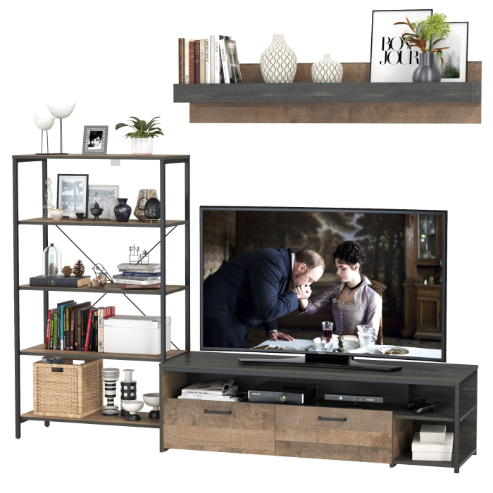 Стенки для гостиной, Тумба под ТВ с полкой и открытым стеллажом Трувор