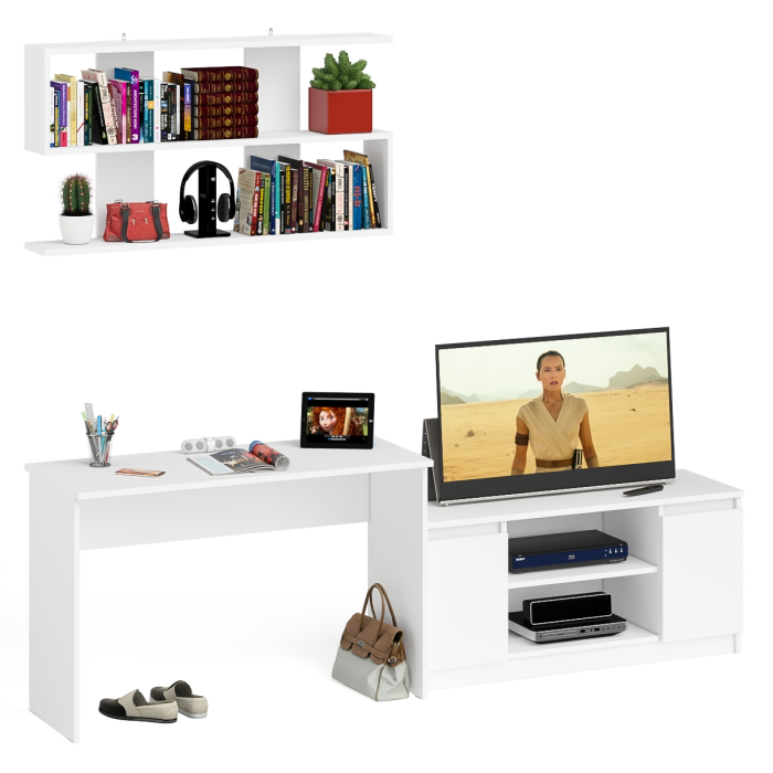 Прямые компьютерные столы, Широкая тумба Мори 1200 с письменным столом 1200.1 и полкой 