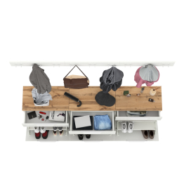 Три тумбы для обуви с ящиками и вешалки для верхней одежды Октава