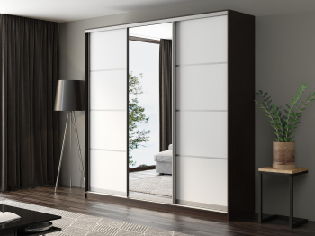 Шкаф-купе Айсберг 250 ВЕНГЕ (белый/зеркало)