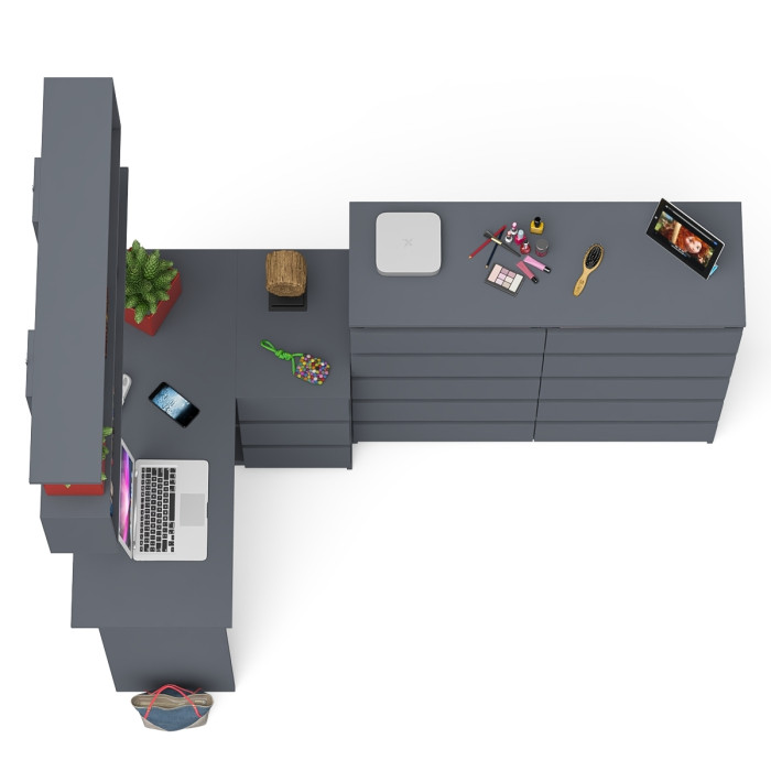 Домашние кабинеты, Набор мебели из углового компьютерного стола Мори МС-16 правого с книжной полкой и комода МК1200.10