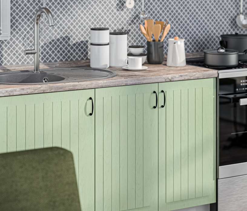 Кухонные гарнитуры, Кухня Регина Белый/МДФ Дуб Белый, Шервуд 1,8-2,4 м