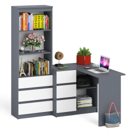 Стеллаж-комод Мори МСТ600 3 ящика и стол угловой компьютерный МС-16 левый