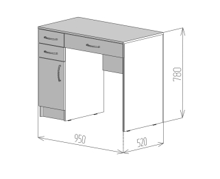 Стол туалетный Фреш три ящика/дверь СТФР 1