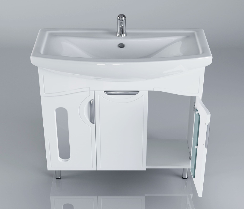 Тумбы с раковиной для ванны, Тумба с раковиной Francesca Avanti  Инфинити 80 белый (3 двери, ум. Балтика 80)