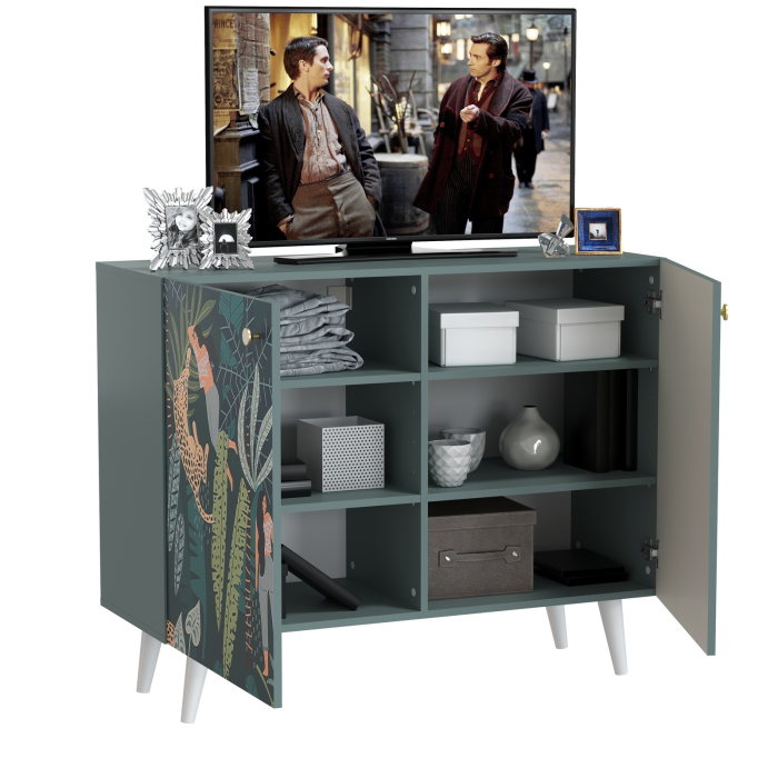 Комоды, Комод-тумба Либера 16.230.01, фасады с рисунком Тропический лес