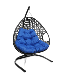 Подвесное кресло ДЛЯ ДВОИХ ЛЮКС с ротангом чёрное