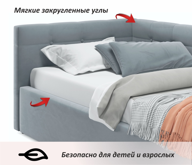 Мягкая кровать, Односпальная кровать-тахта Bonna 900 ортопедическое основание с матрасом АСТРА