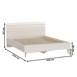 Двуспальная кровать 1600 Афина с тумбой-комодом и прикроватной тумбочкой