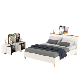 Кровать 11.41 Муссон 1600 с ортопедом и ТВ-тумба Квадро 13.276