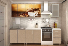 Кухонные гарнитуры, Кухня ЛДСП Кофе 2.0 м, фотопечать