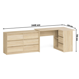 Комод Мори 1200 6 ящиков и компьютерный угловой стол МС-16 правый