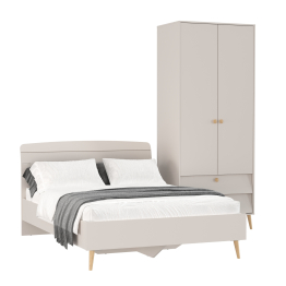 Двухспальная кровать Афина 1400 с 2-х дверным шкафом-комодом