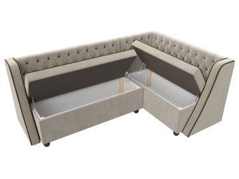 Кухонный угловой диван Лофт правый угол, микровельвет