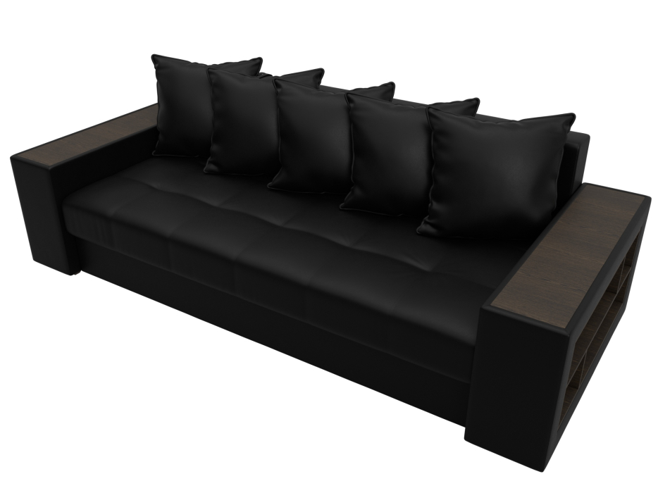 Диваны еврокнижки, Диван прямой Дубай полки справа, экокожа GRIFON