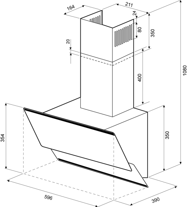 Вытяжки, Вытяжка кухонная KRONA IRIDA 600 white push button