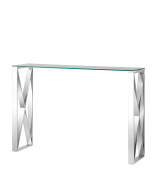 Открытые, Консоль КРОСС 115х30 (Прозрачное стекло/Сталь серебро)