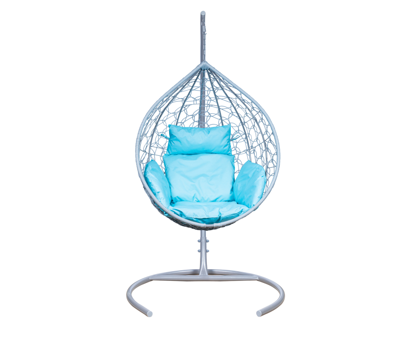 Мебель из ротанга, Подвесное кресло Leset Эва, каркас Серый металлик, подушка Бирюза яркая