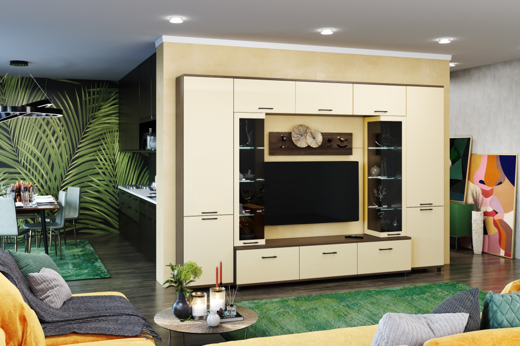 Стенки для гостиной, Модульная гостиная Грейс композиция 6  Гикори Джексон Темный