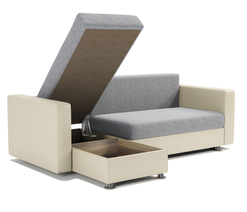 Диваны угловые в гостиную, Угловой диван Ария левый, шенилл / экокожа