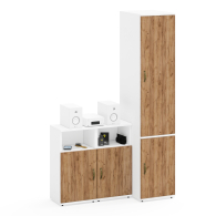 Домашние кабинеты, Узкий глубокий шкаф 23Б Лидер-8 и две тумбы с нишей и дверкой