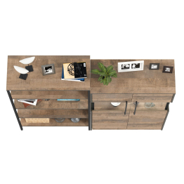 Комод с витриной с подсветкой и открытый стеллаж Трувор