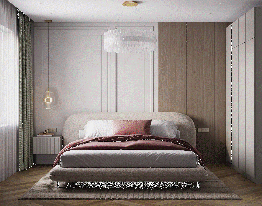 Мягкая кровать, Спальня Букле Кровать 1800*2000 на ножках