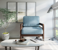 Кресло для отдыха, Кресло Бергер, орех/ткань рогожка