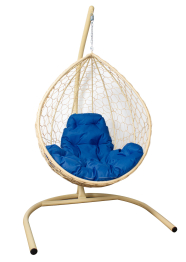 Подвесное кресло КАПЛЯ с ротангом бежевое