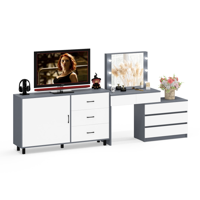 Туалетные столики, Стол-трансформер косметический с подсветкой 110 и комод-тумба три ящика 122-1504