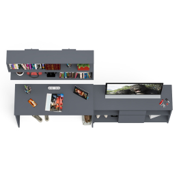 Тумба большая с дверками и нишами с письменным столом Мори и верхней полкой на 1200