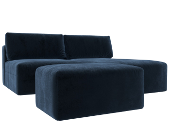 Диван угловой модульный с пуфом Лига-060 НПБ угол универсальный, велюр TOWER