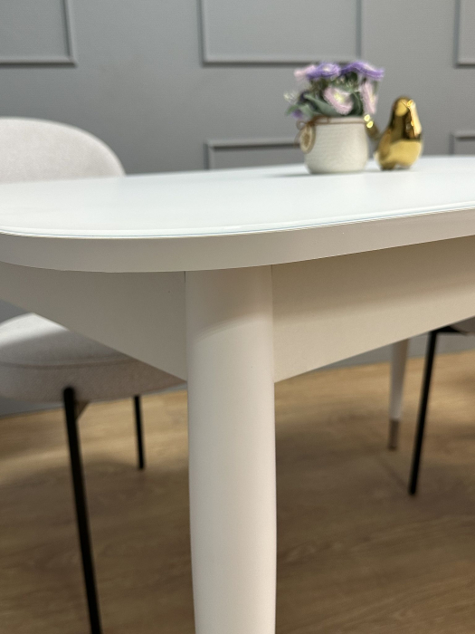 Обеденные столы, Стол Kenner K1250 раздвижной, стекло белое глянец