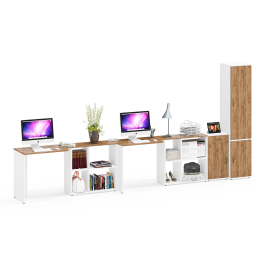 Рабочее место Лидер-8 для двоих из столов-трансформеров с тумбочкой 3.15 и пенала МД 21Б