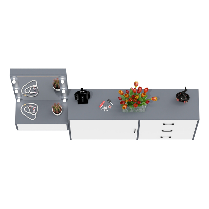 Туалетные столики, Стол косметический навесной с подсветкой и комод 122-1504