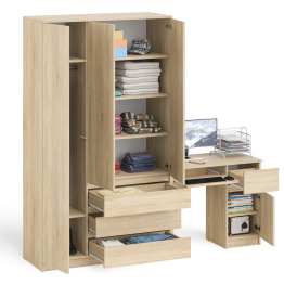 Компьютерный стол Мори с тумбой с дверкой и ящиком правый и шкаф-комод МШ1200-1