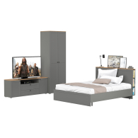 Спальные гарнитуры, Кровать двухспальная с ортопедическим основанием Остин и шкаф для одежды 13.224 с тумбой под ТВ