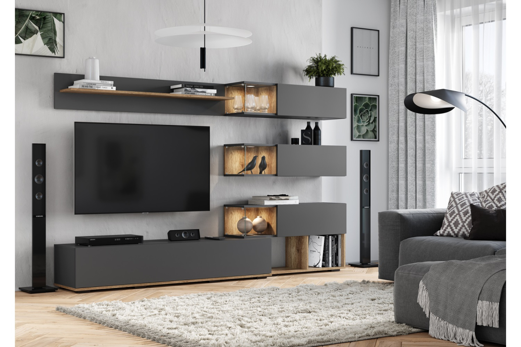 Стенки для гостиной, Гостиная Рига ГС-01, Каньон/графит