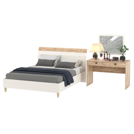 Двуспальная кровать на 1600 Муссон 11.41 с основанием и столиком с зеркалом