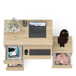 Компьютерный стол три ящика Мори МС-6 левый с тумбой 400