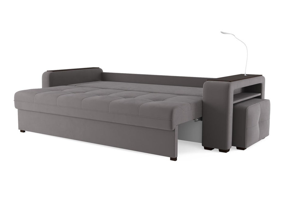Диваны с ящиком для белья, Диван-кровать прямой Smart 4 пуф справа Велюр