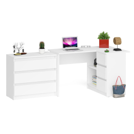 Комод три ящика на 800 со столом компьютерным угловым МС-16 правым Мори