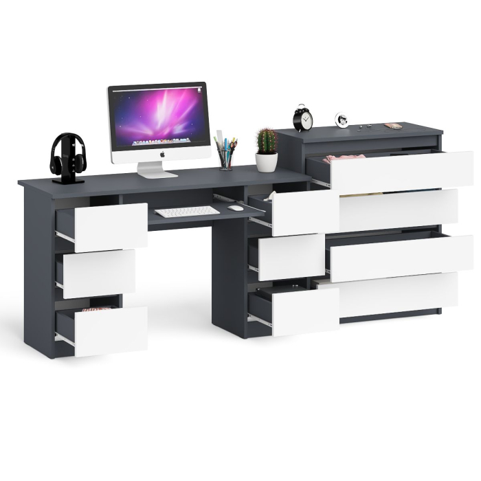 Компьютерные столы, Комод 800 4-ре ящика Мори и двухтумбовый компьютерный стол МС-2