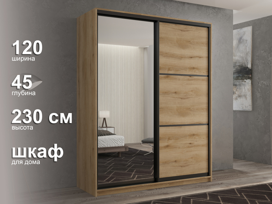 Шкафы-купе 2-х дверные, Шкаф-купе 2х дверный Кааппи 2 120х45