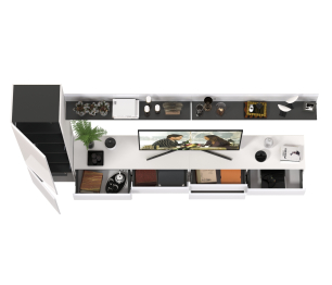 Две ТВ-тумбы с двумя навесными полочками и шкафом с полками Сидней