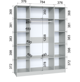 Шкаф комбинированный Ларс 1600 (с зеркалом)