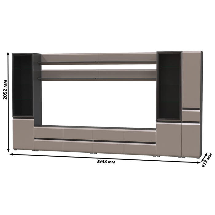 Стенки для гостиной, Мебель для гостиной модульная Сидней комплектация № 116