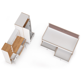 Вуди Компоновка № 36 белый премиум/дуб крафт золотой/саванна латте, сп. м. 900х2000 мм., б/м, о/е, матрас высотой до 200 мм.