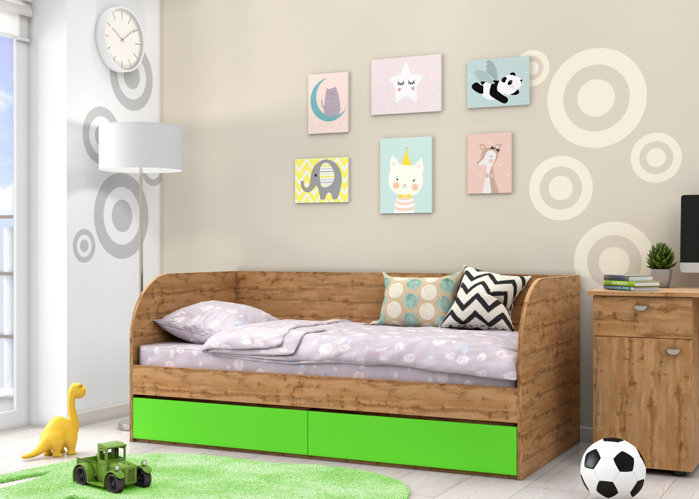 Кровати одноярусные, Детская кровать  Golden Kids 7 дуб вотан
