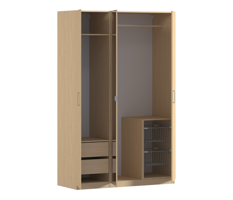 Шкафы распашные, Шкаф 3-х дверный с зеркалом МАКС Дуб Винченца